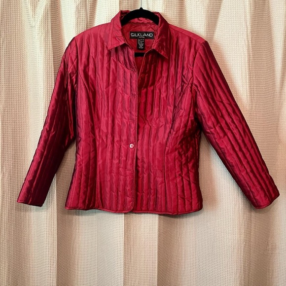 SilkLand Jackets & Blazers - Silkland Red Jacket Women's Size Petite L Vintage 90s